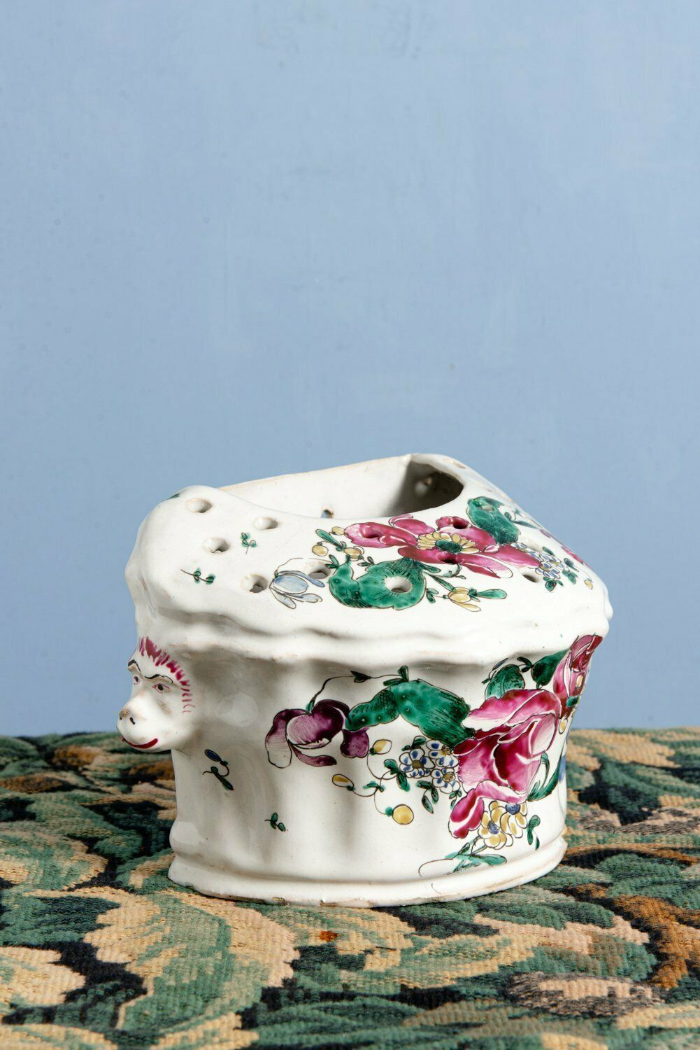 Moustiers Faience (Fabrique Ferrat), Pink & Green Bough Pot With Grotesques, Late 18th Century photo furniture