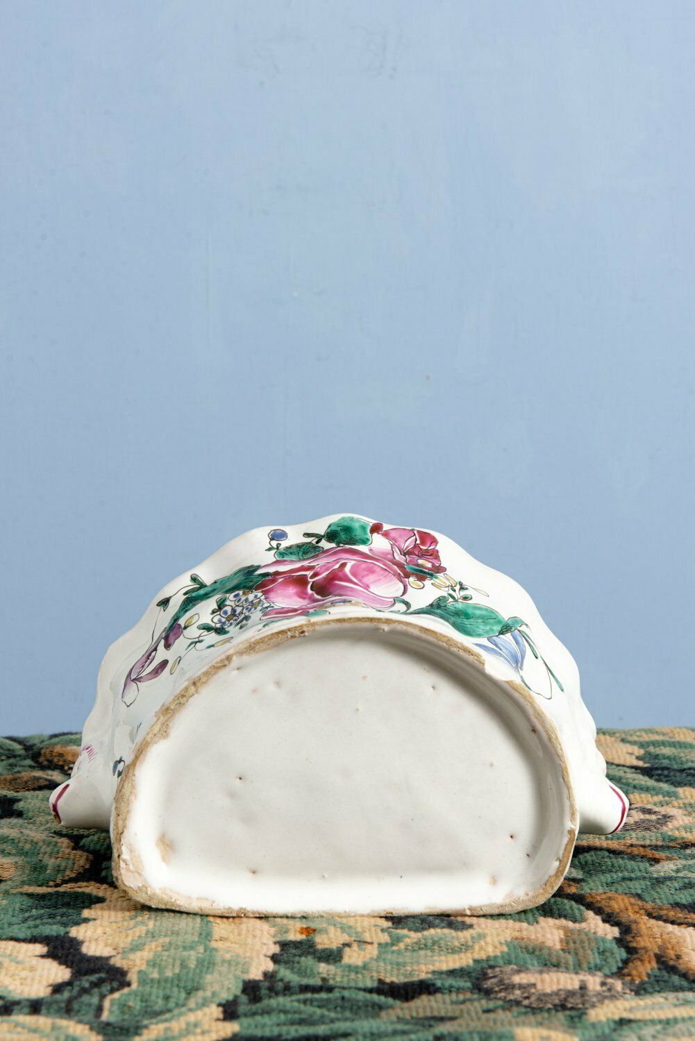 Moustiers Faience (Fabrique Ferrat), Pink & Green Bough Pot With Grotesques, Late 18th Century photo vinterior