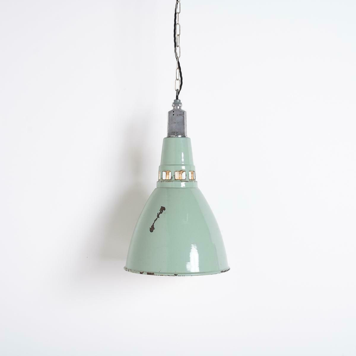 Vintage Industrial Large Duck Egg Green Factory Pendant By Thorlux
