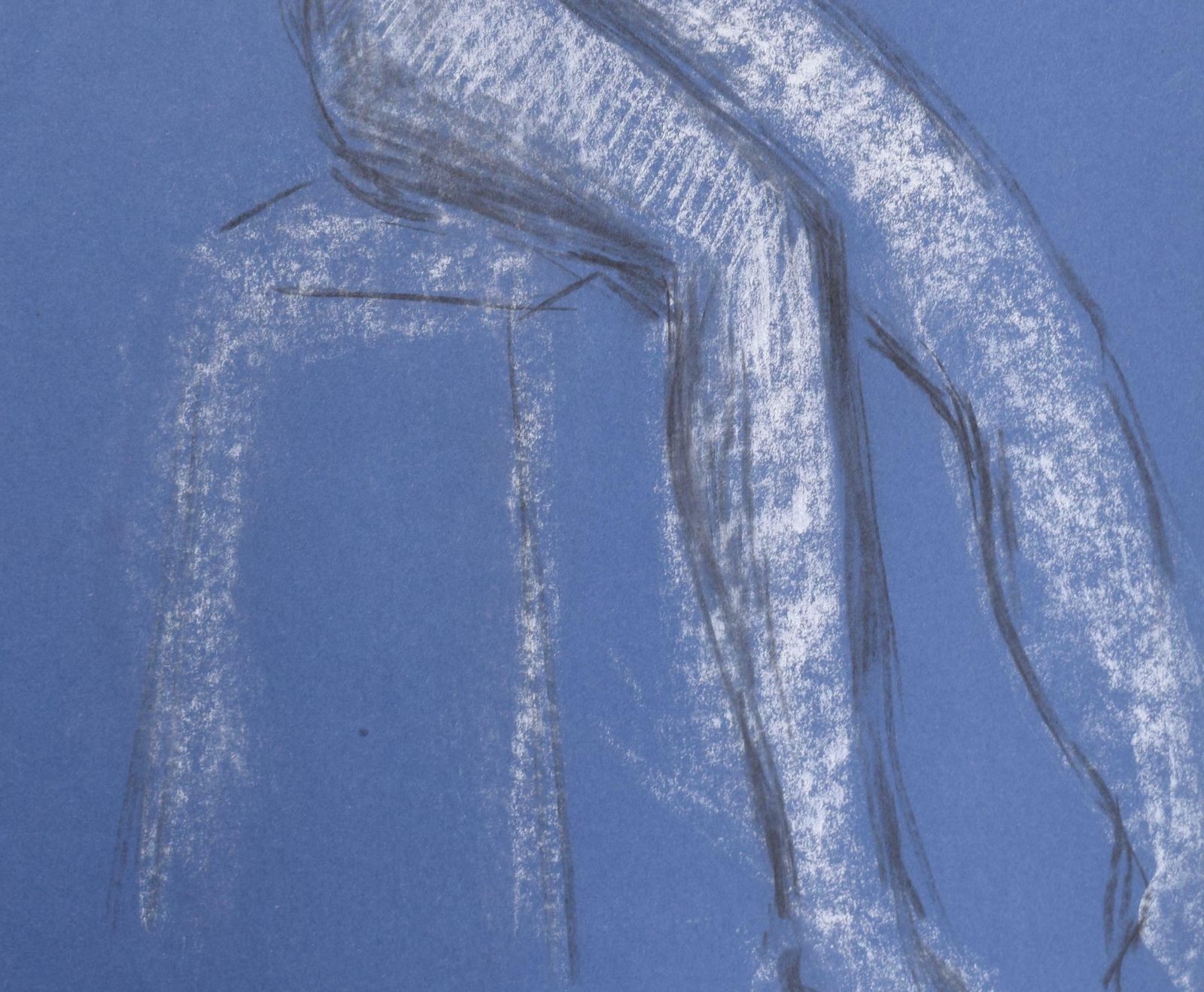 Hilary Hennes Seated Nude Female Figure Chalk Drawing By Hilary Hennes photo Art