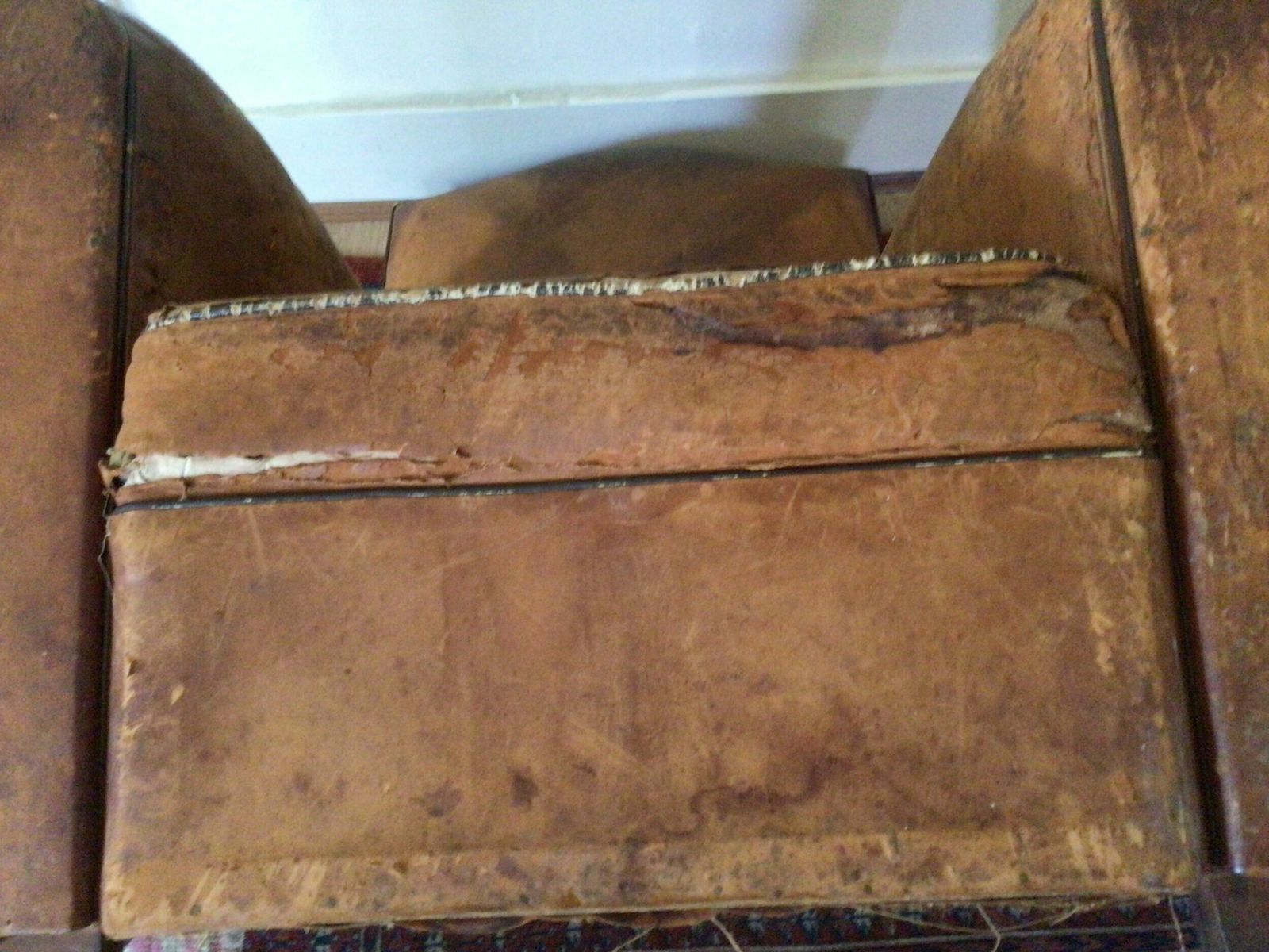 Furniture Pair Of Art Deco Leather Club Armchairs photo