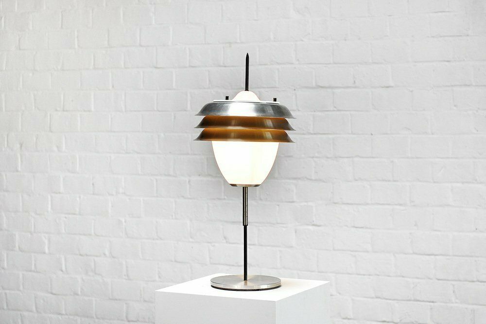 Italian Table Lamp In Metal And Opal Glass, 1960s photo buy