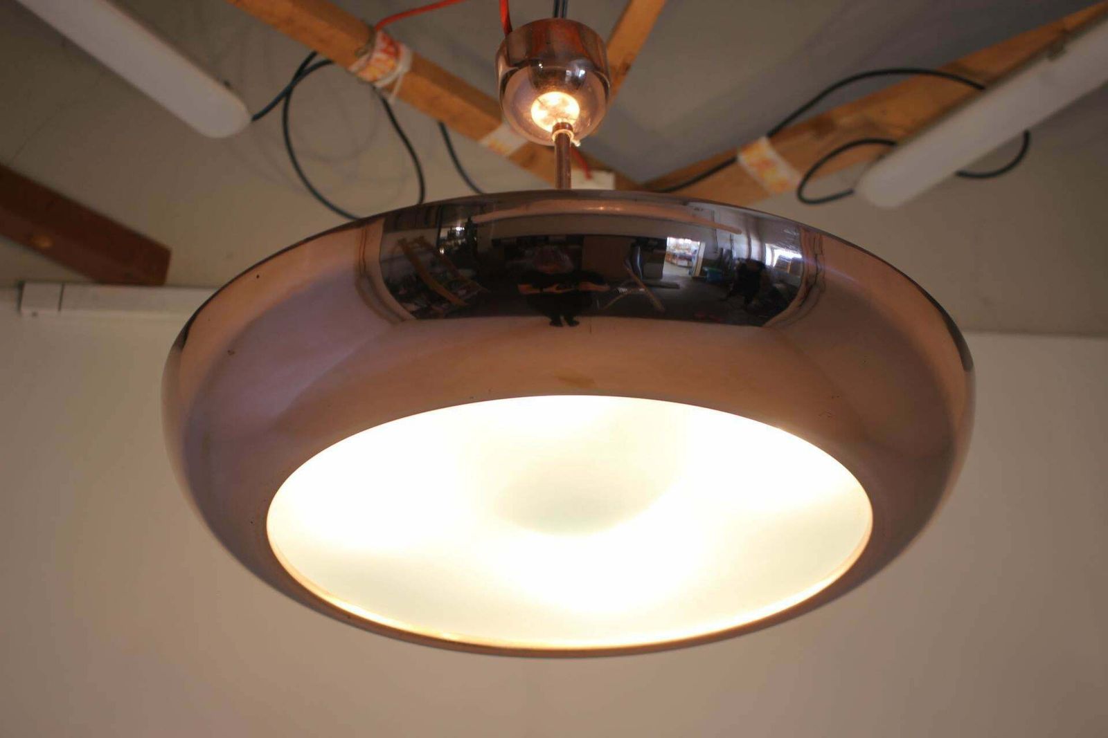 1930s Bauhaus / Functionalist Copper Chandelier Ufo By Josef Hurka photo vintage