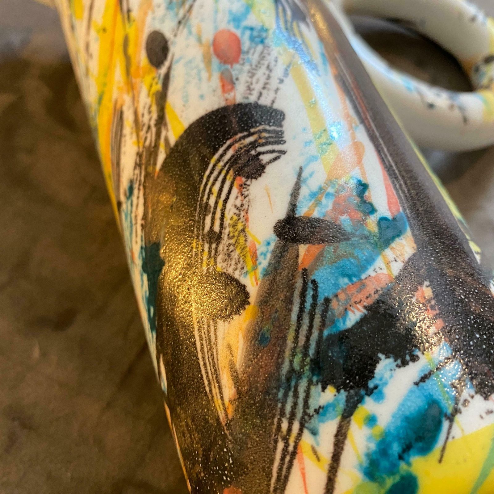 photo furniture 1980s Modernist Hand Painted Ceramic Jug Vase By M Carbone Per Ceramica Castelli