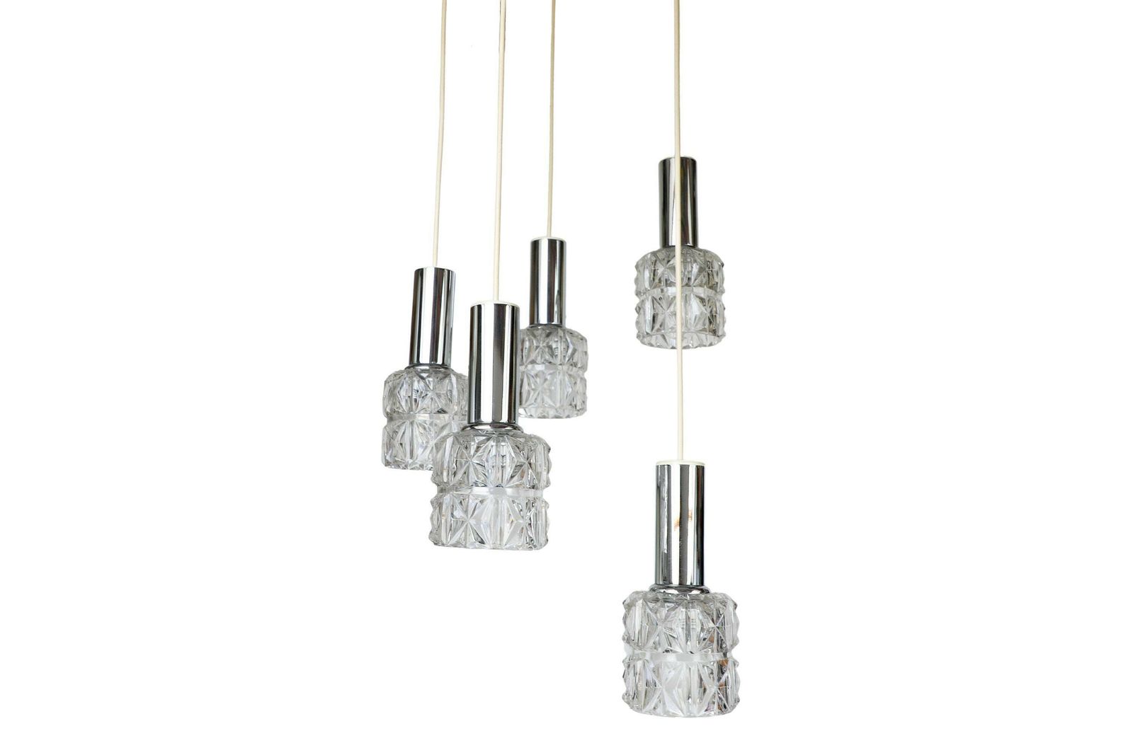 Vintage Mid Century Crystal Glass Cascade Pendant Lamp By Doria photo furniture