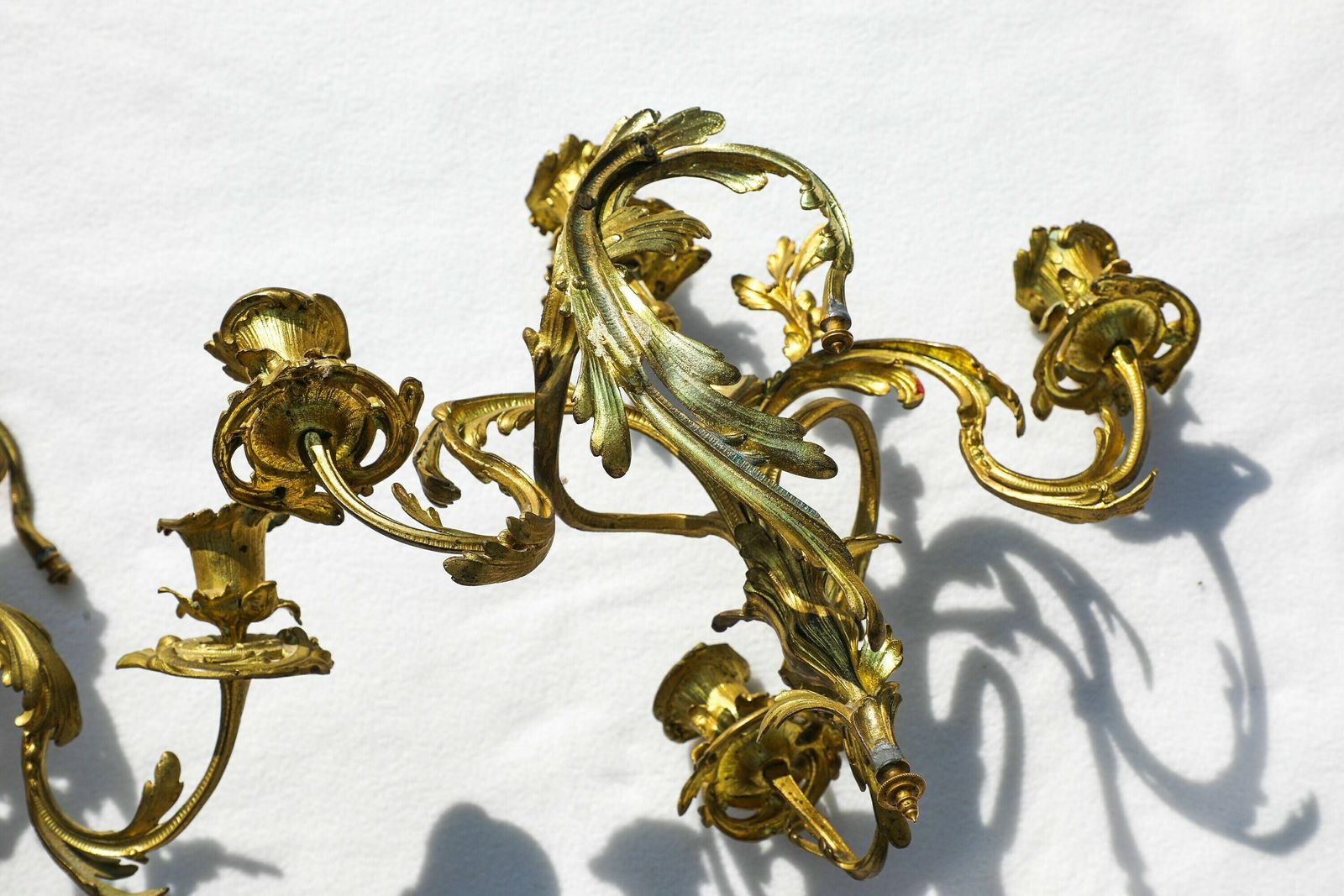 Pair Of Bronze Antique Baroque Wall Mounted Candleholders photo buy