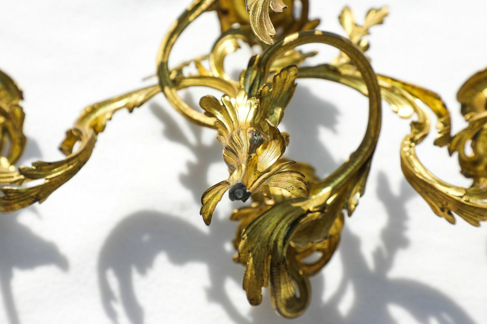 photo for sale Pair Of Bronze Antique Baroque Wall Mounted Candleholders