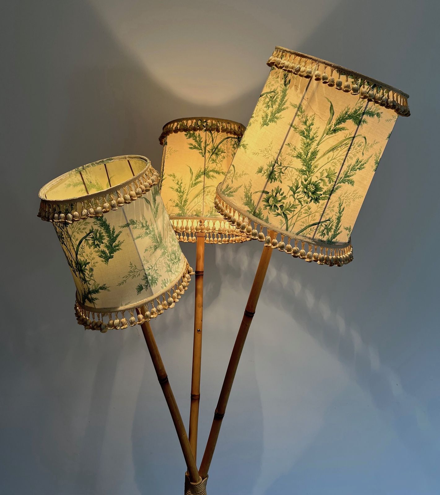 Floor Lamp In Bamboo And Rope, 1970s photo for sale