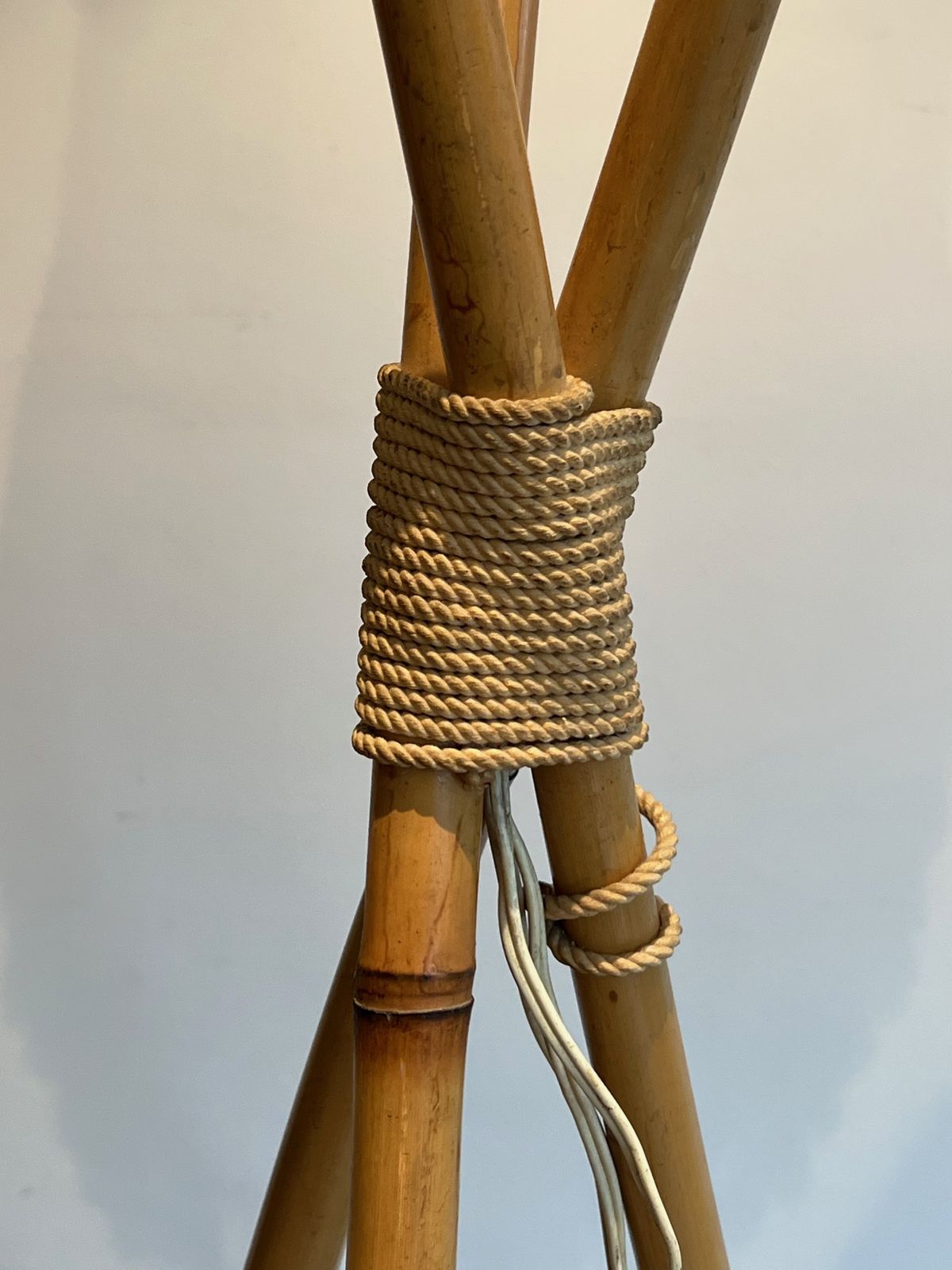 Floor Lamp In Bamboo And Rope, 1970s photo Lighting