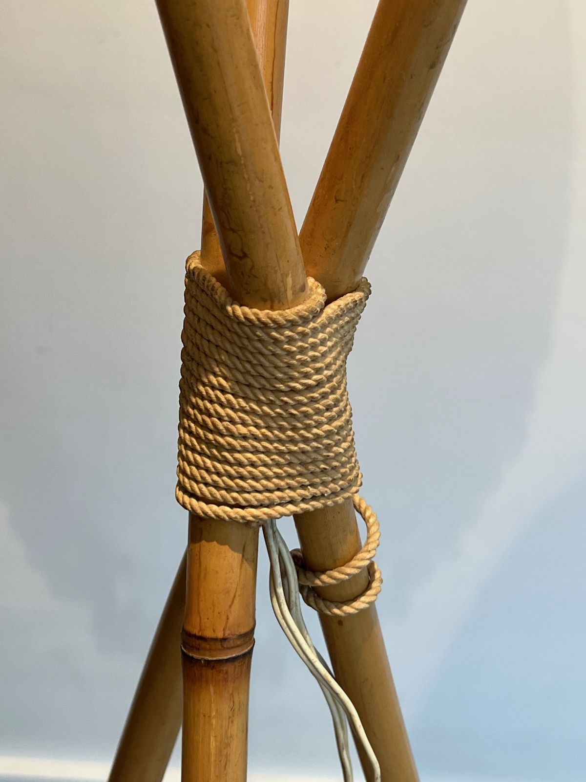 Floor Lamp In Bamboo And Rope, 1970s photo 1950.0