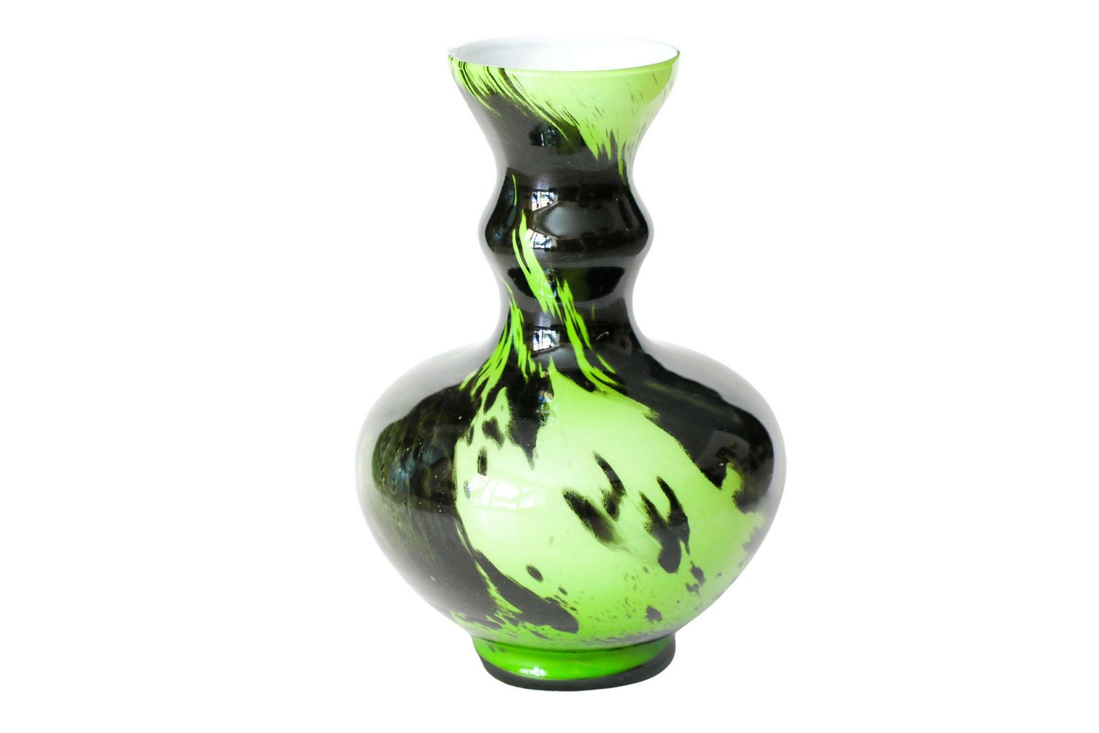 Green And White Swirl Glass Vase By Carlo Moretti For Opaline Empoli