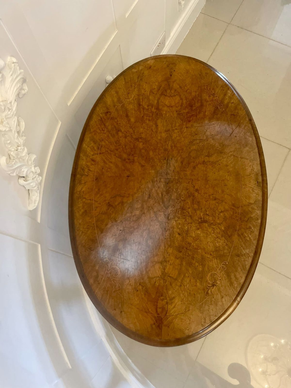Furniture Superb Quality Antique 19th Century Inlaid Burr Walnut Lamp Table photo
