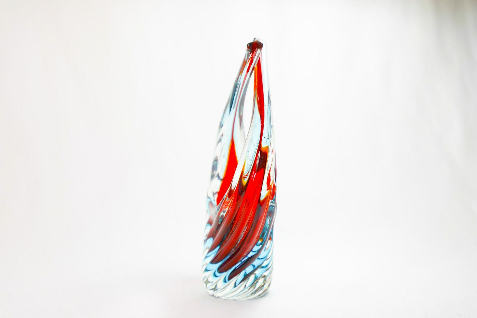 Vintage Mid Century Murano Glass Bowl Sommerso   Red And Blue photo for sale