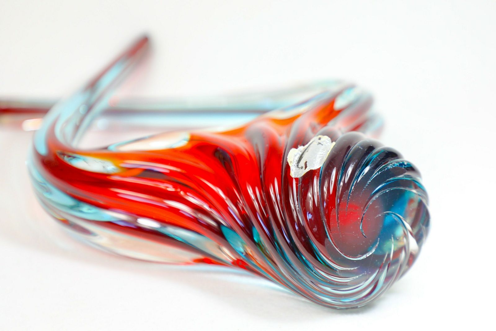 Vintage Mid Century Murano Glass Bowl Sommerso   Red And Blue photo vintage