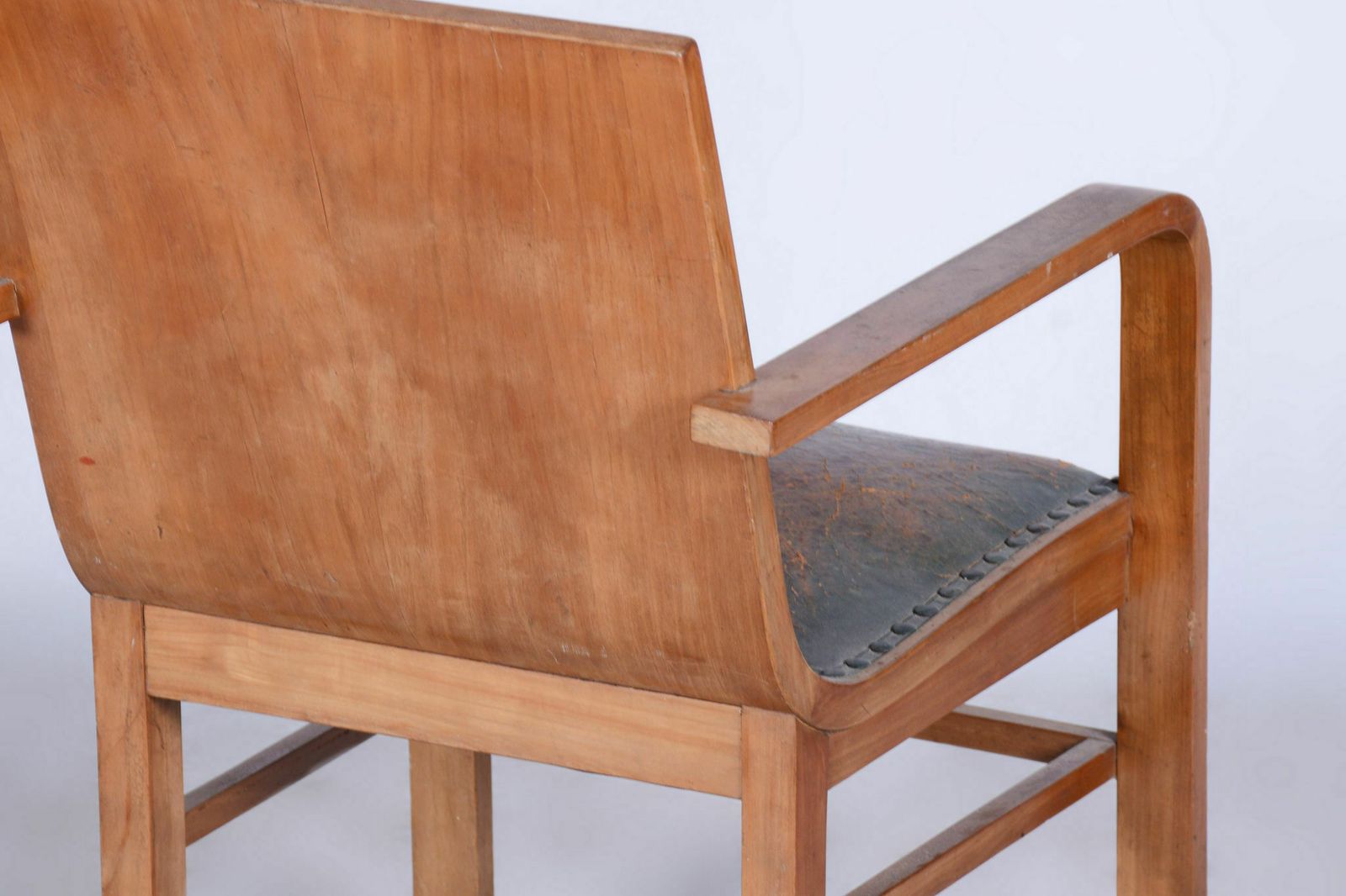 photo furniture Restored Artdeco Cherry Tree Armchair, J. Halabala, Up Zavody, Czechia, 1930s