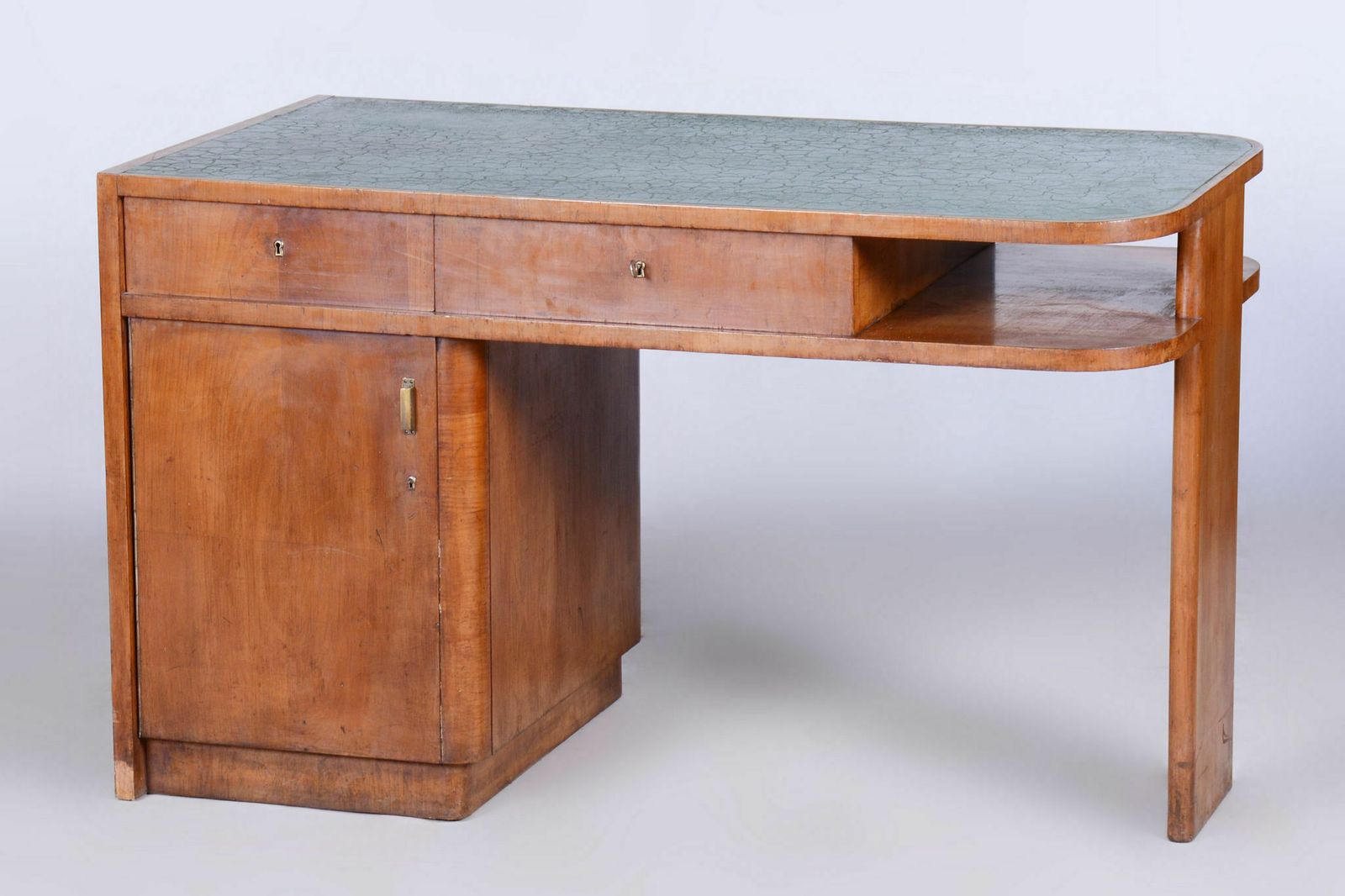 Restored Artdeco Cherrytree Writing Desk, J. Halabala, Up Zavody, Czechia, 1930s