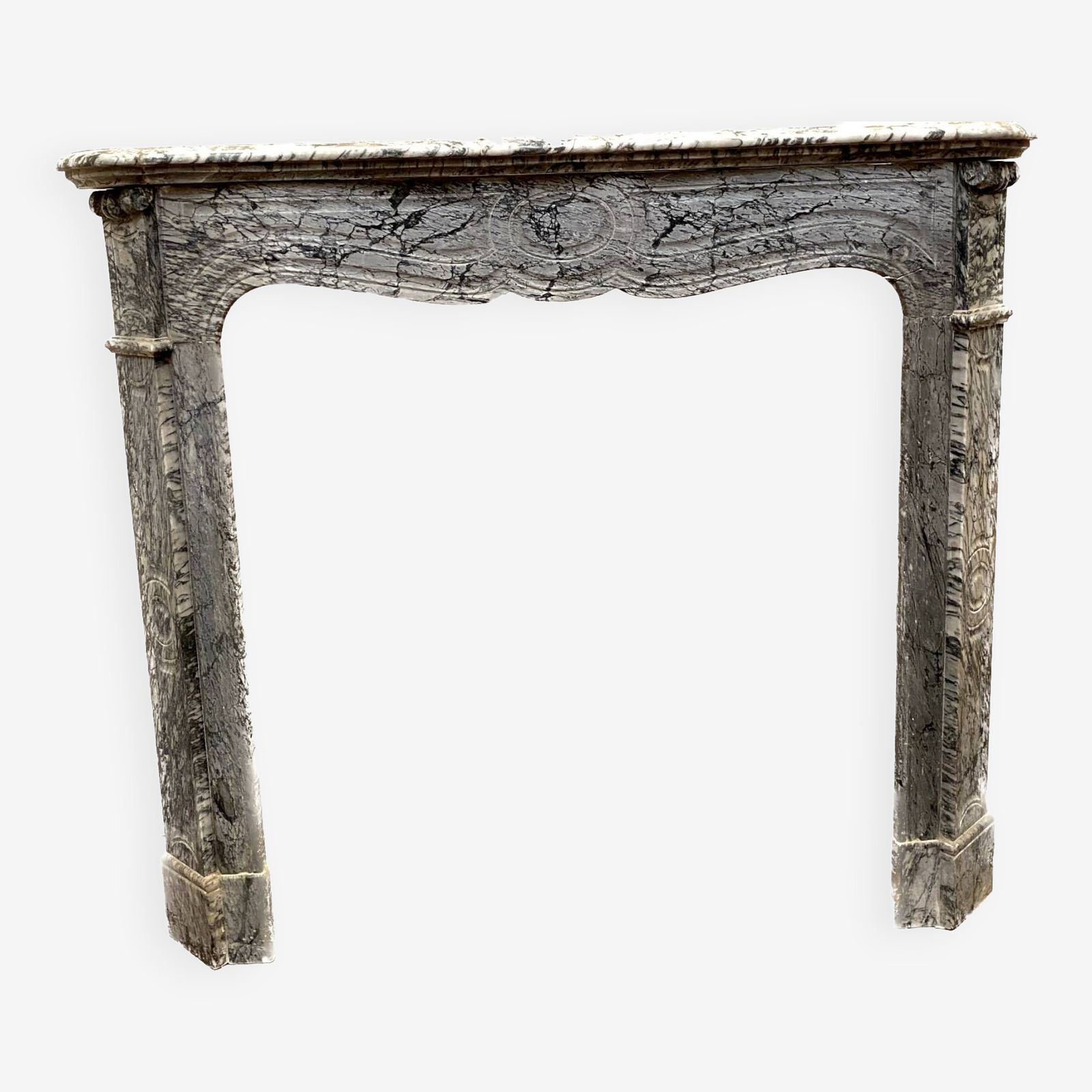 Louis XV Style Fireplace Model Pompadour Blue Marble Turquin XX Century