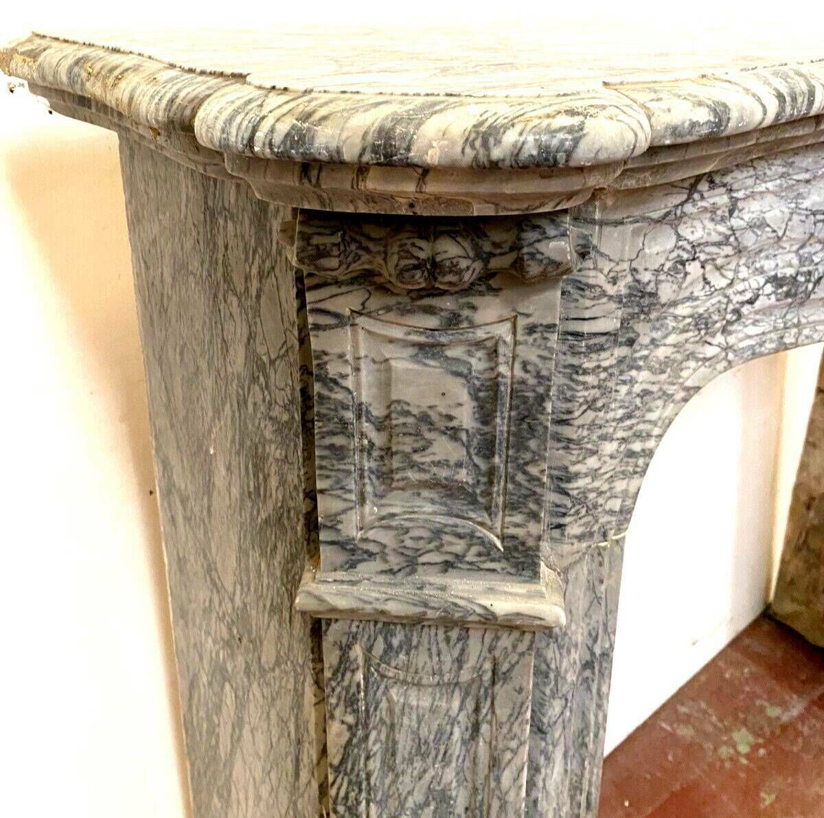 Louis XV Style Fireplace Model Pompadour Blue Marble Turquin XX Century photo 2039.0941125000002