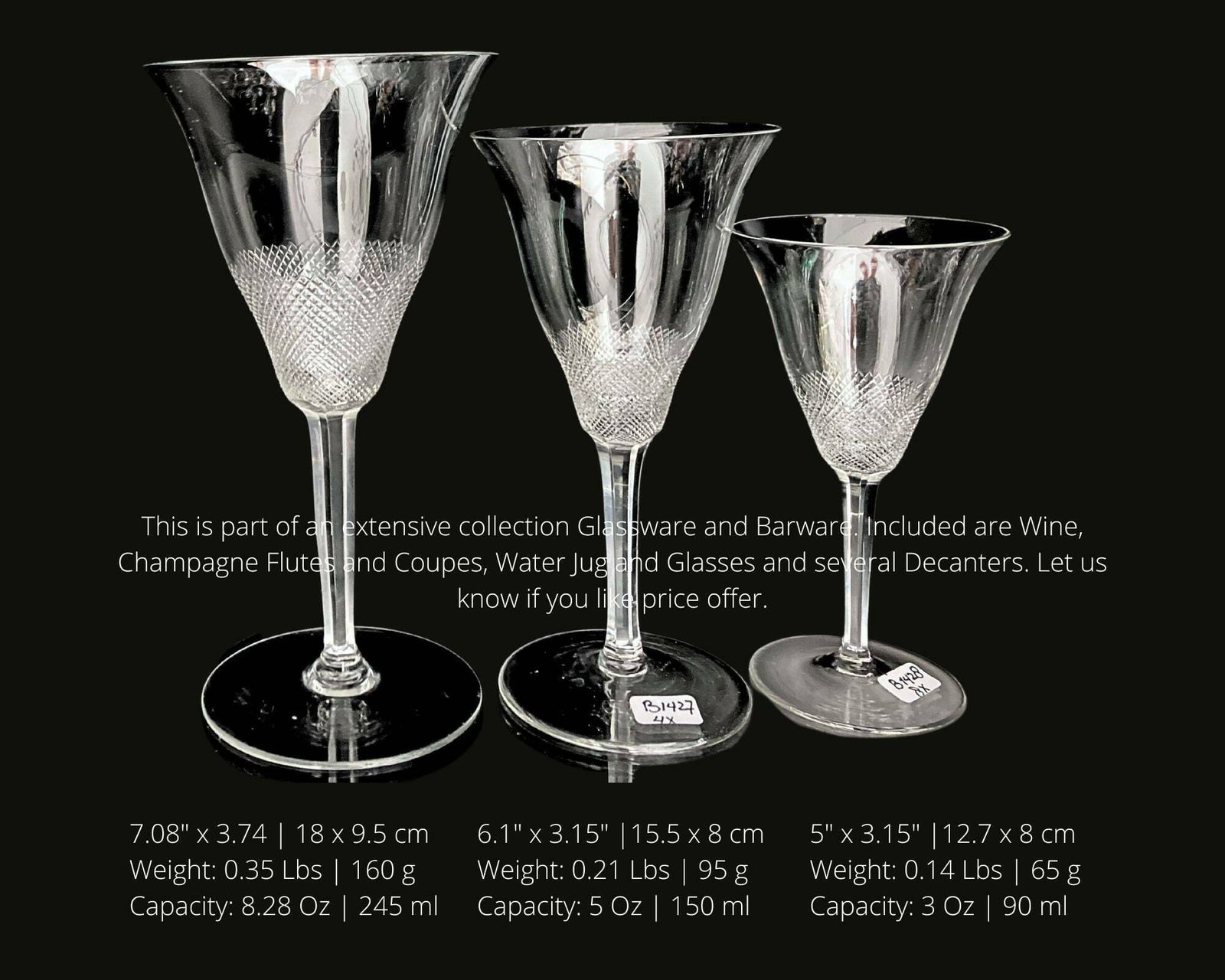 Moser Lloyd Wine Glasses | Select A Size | Design Tyra Lundgren 1922 photo for sale