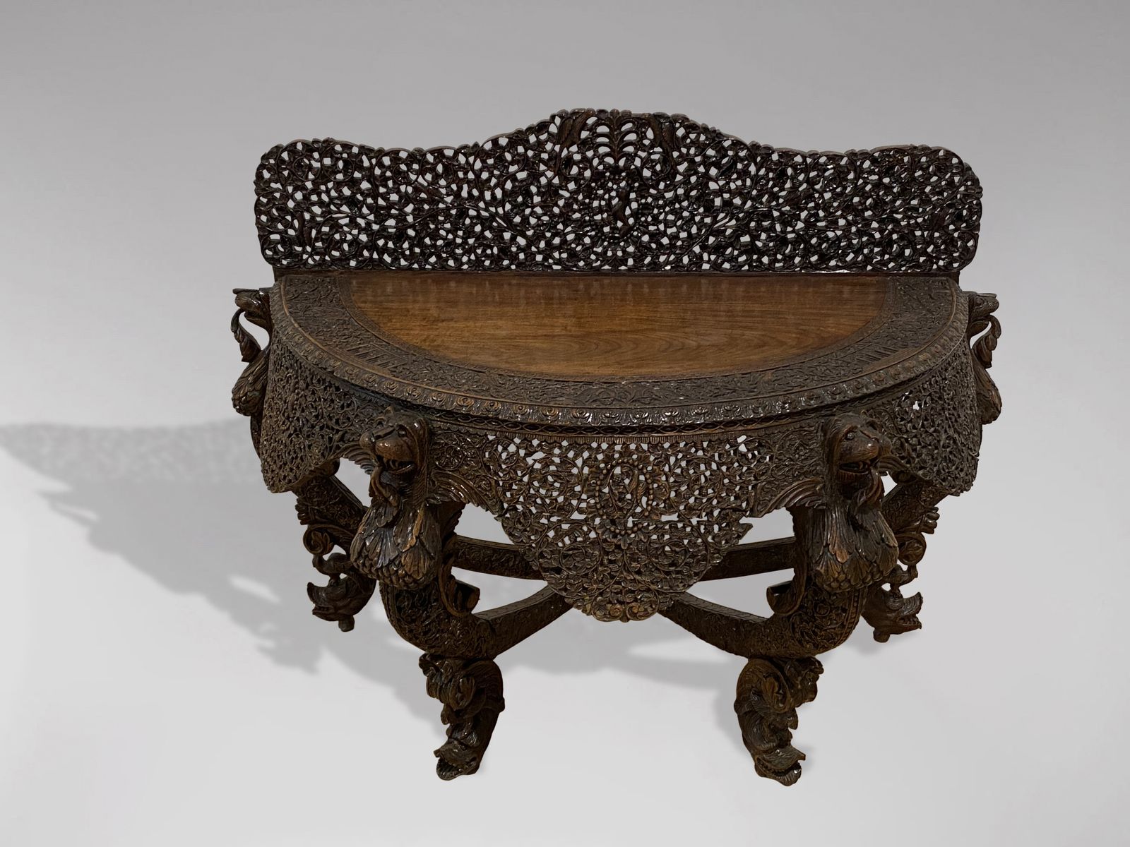 19th Century Anglo Indian Carved Rosewood Console photo for sale