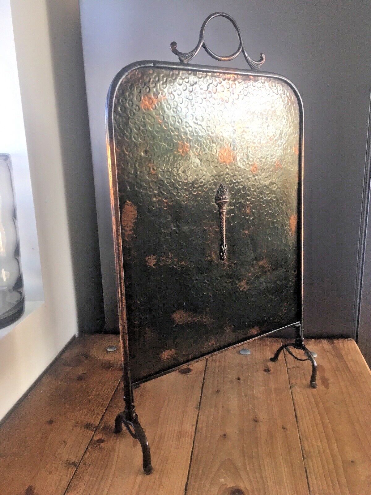 photo for sale Antique Art Deco Regency Copper Torch Hollywood Fire Guard Screen Country House