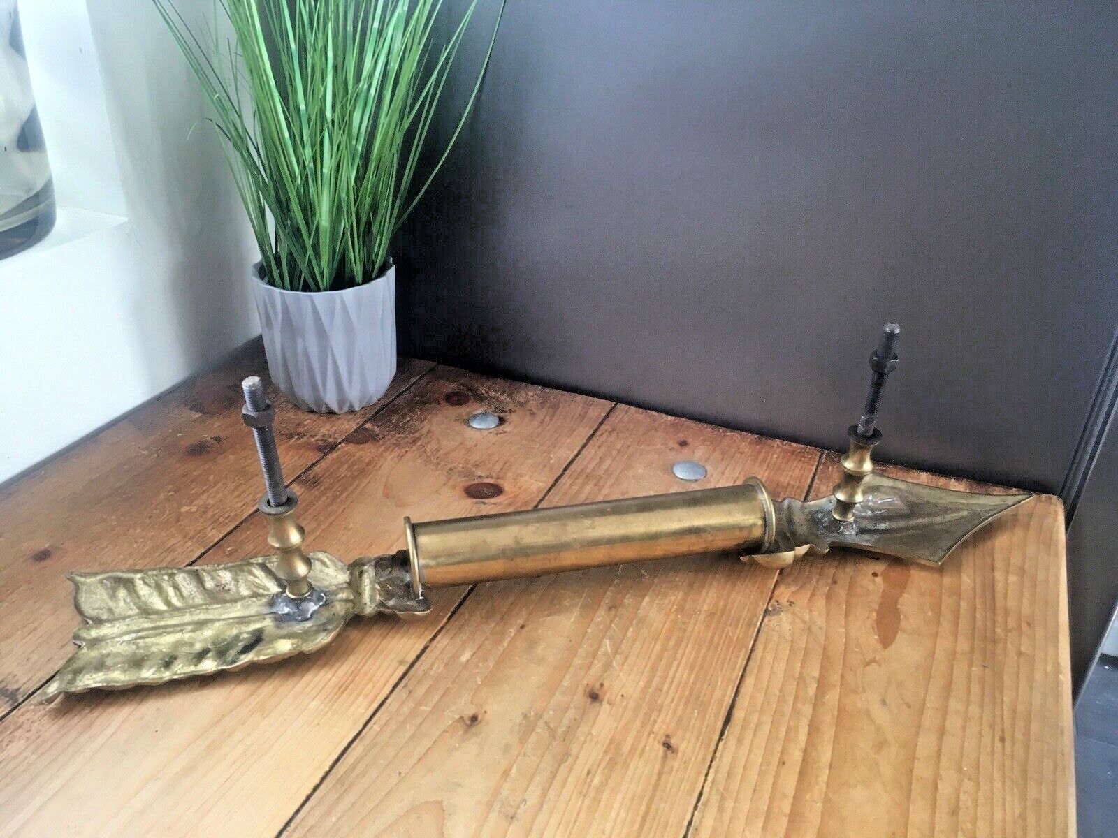 Exceptional Quality Antique Ornate Brass Grand Castle Door Handle Medieval Arrow photo Home Fixtures