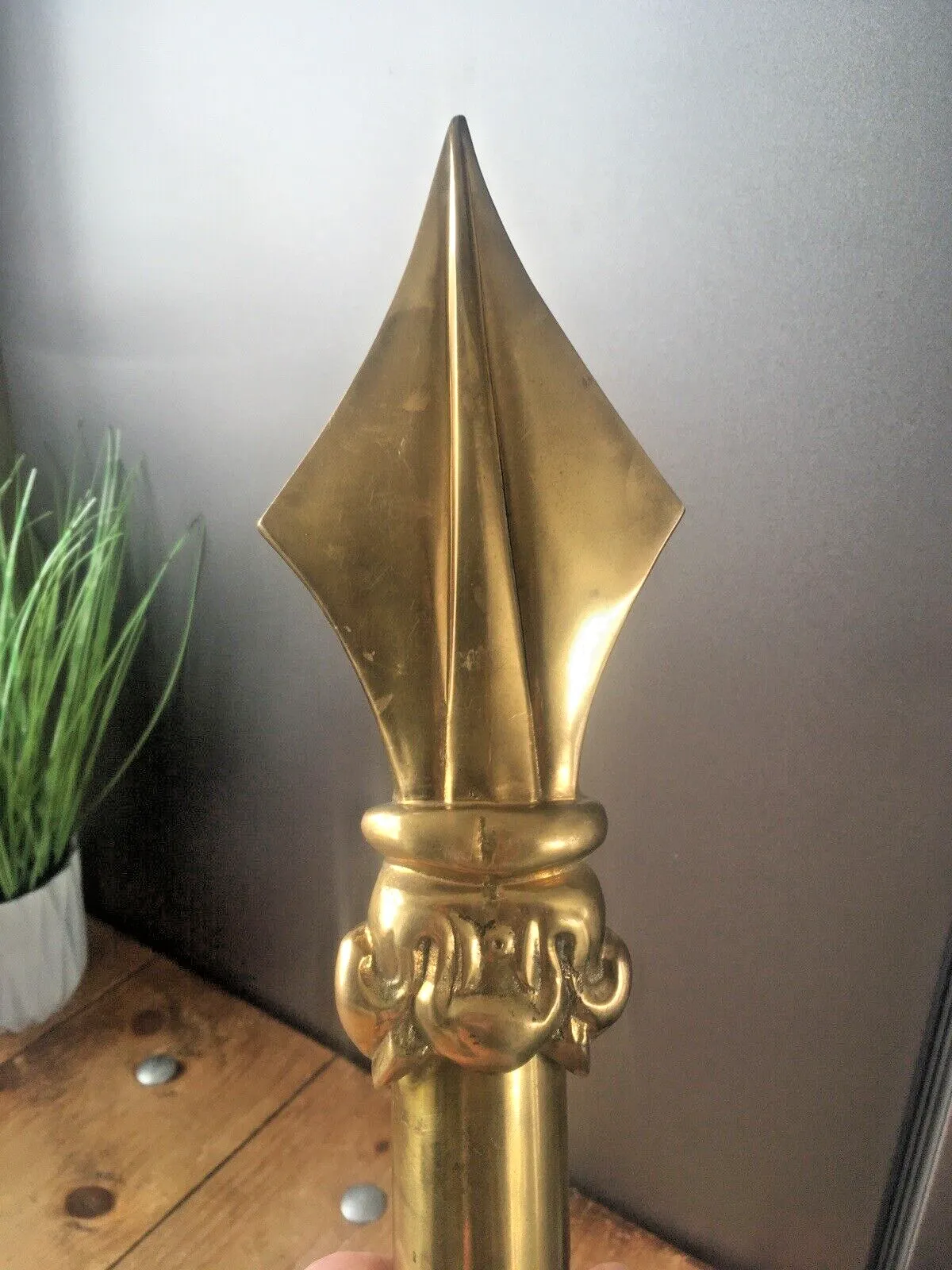 Exceptional Quality Antique Ornate Brass Grand Castle Door Handle Medieval Arrow photo vintage