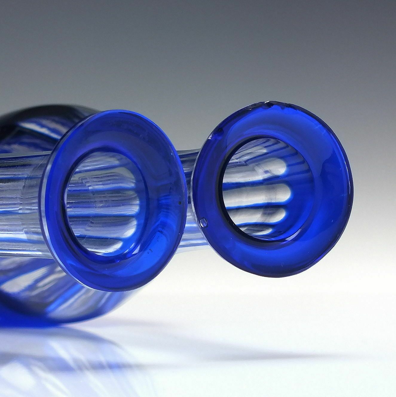 Pair 19th Century Blue Glass Decanters Or Serving Bottles C1860 photo Home Decor