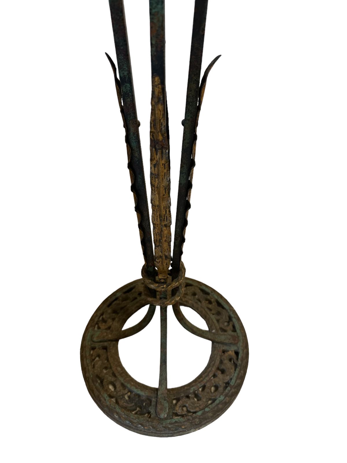 995.0 Oscar Bach Renaissance Revival Patinated Wrought Iron And Copper Plant Stand C.1910 photo