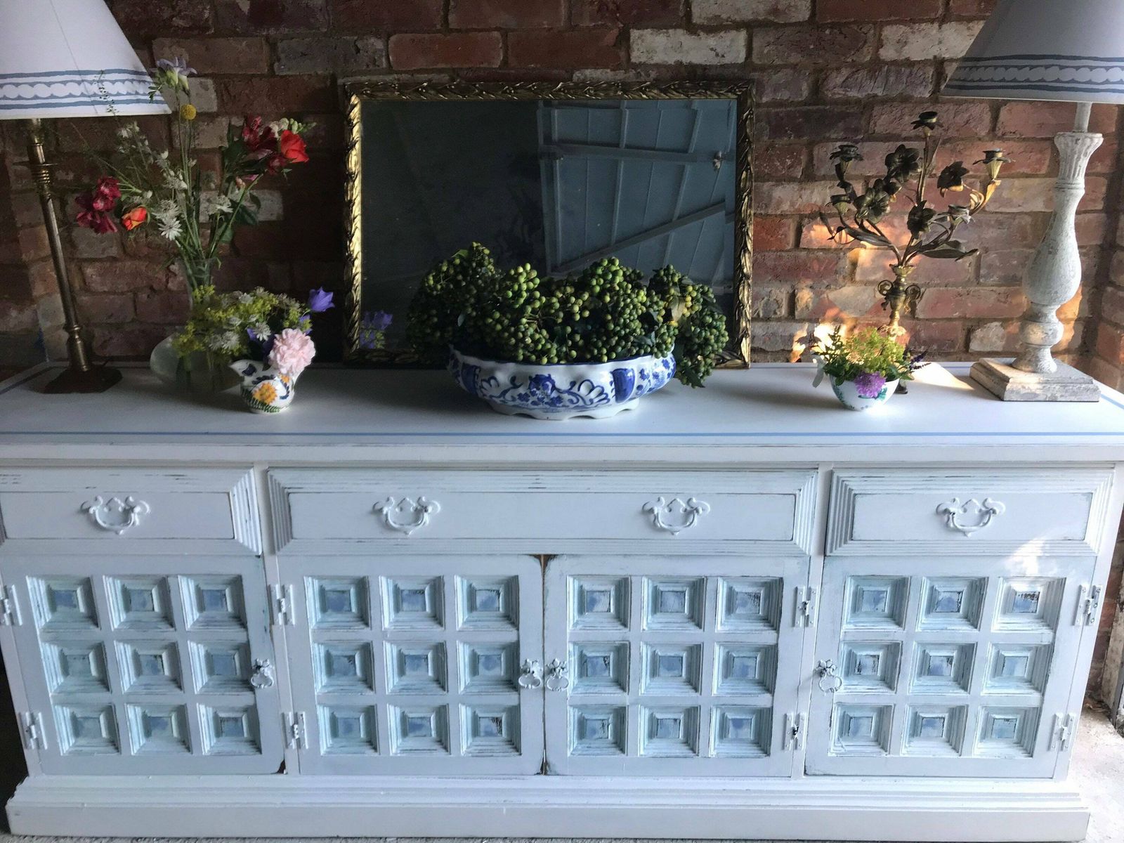 Large Antique Shabby Chic Sideboard/White Distressed Sideboard/Large Vintage Sideboard/Coastal Sideboard/Painted Toledo Sideboard