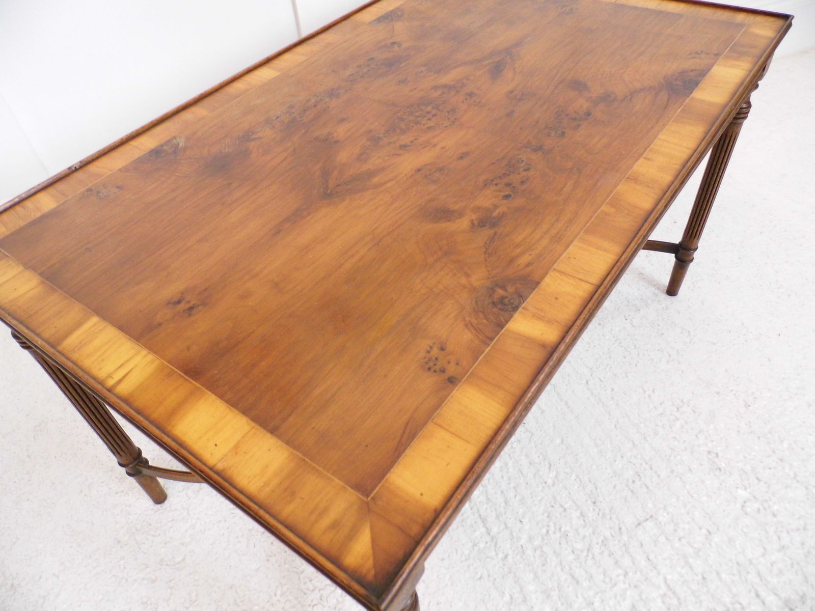 Antique Style Mahogany And Yew Side Table Reeded Legs Bentwood Stretchers photo Furniture