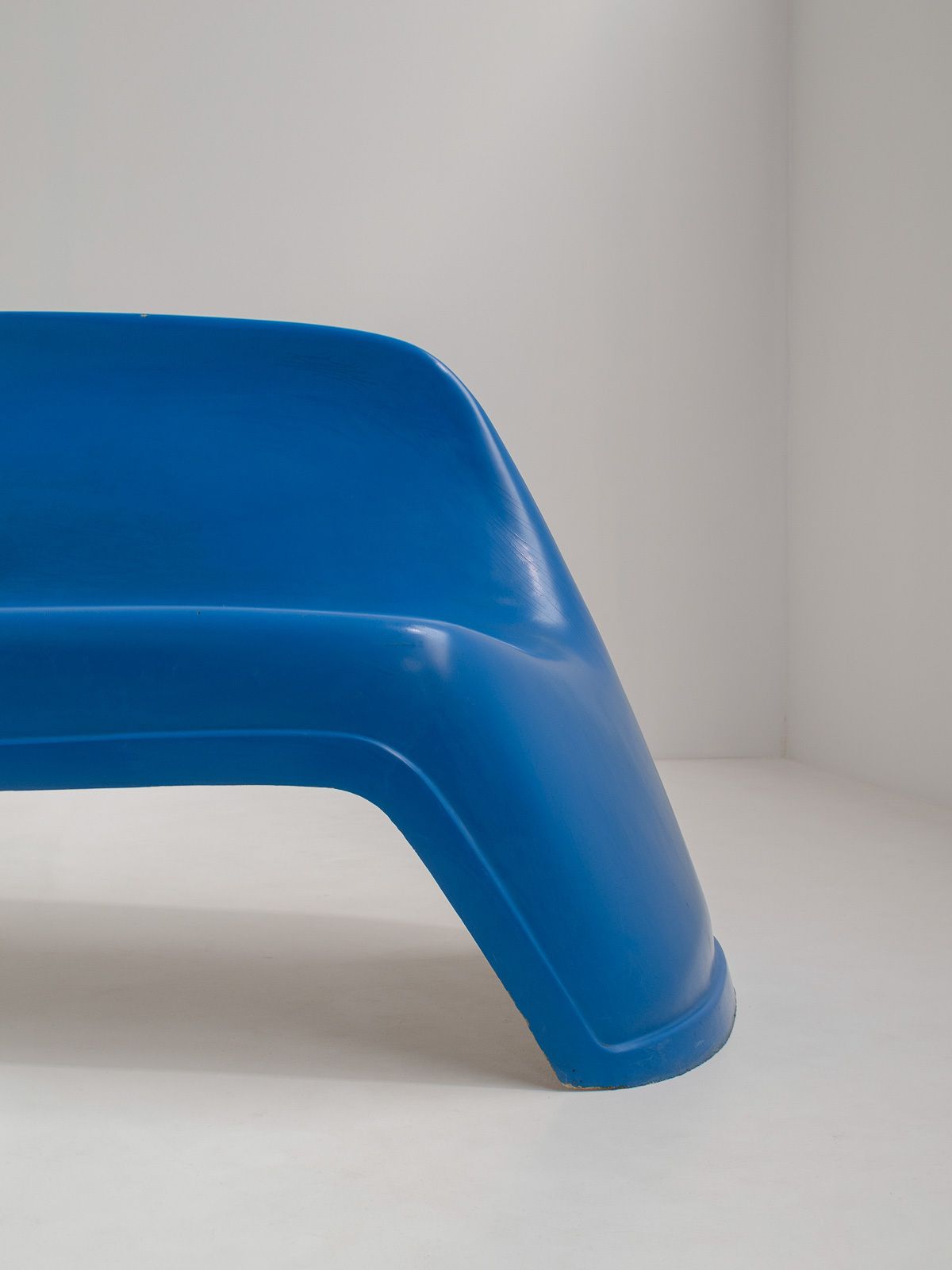 photo furniture Blue Fiberglass Bench By Walter Papst For Wilkhahn, Germany, 1960s