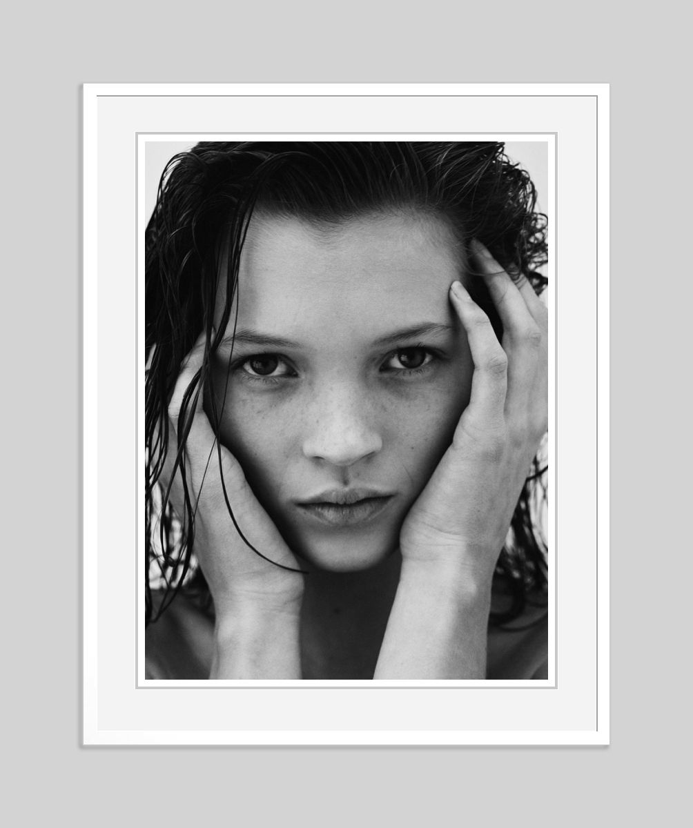 'Kate Moss Close Up London 1990' Jake Chessum Framed In White