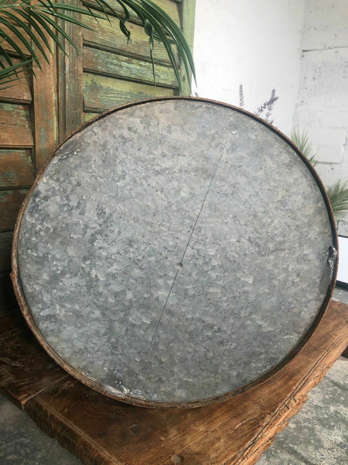 Vintage Rustic French European Galvanised Zinc Petrol Fuel Oil Lantern Tin Can photo vinterior