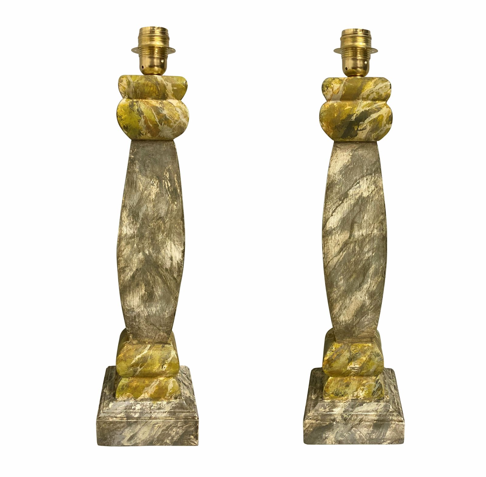 A Pair Of Italian Faux Marble Balustrade Lamps