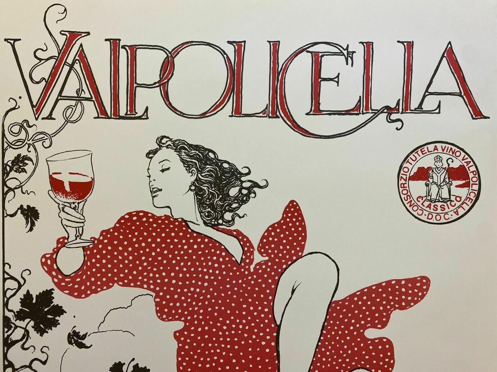 Milo Manara, 1980 Ca   Valpolicella   Original Vintage Affiche Cm 100 X 70 photo vintage
