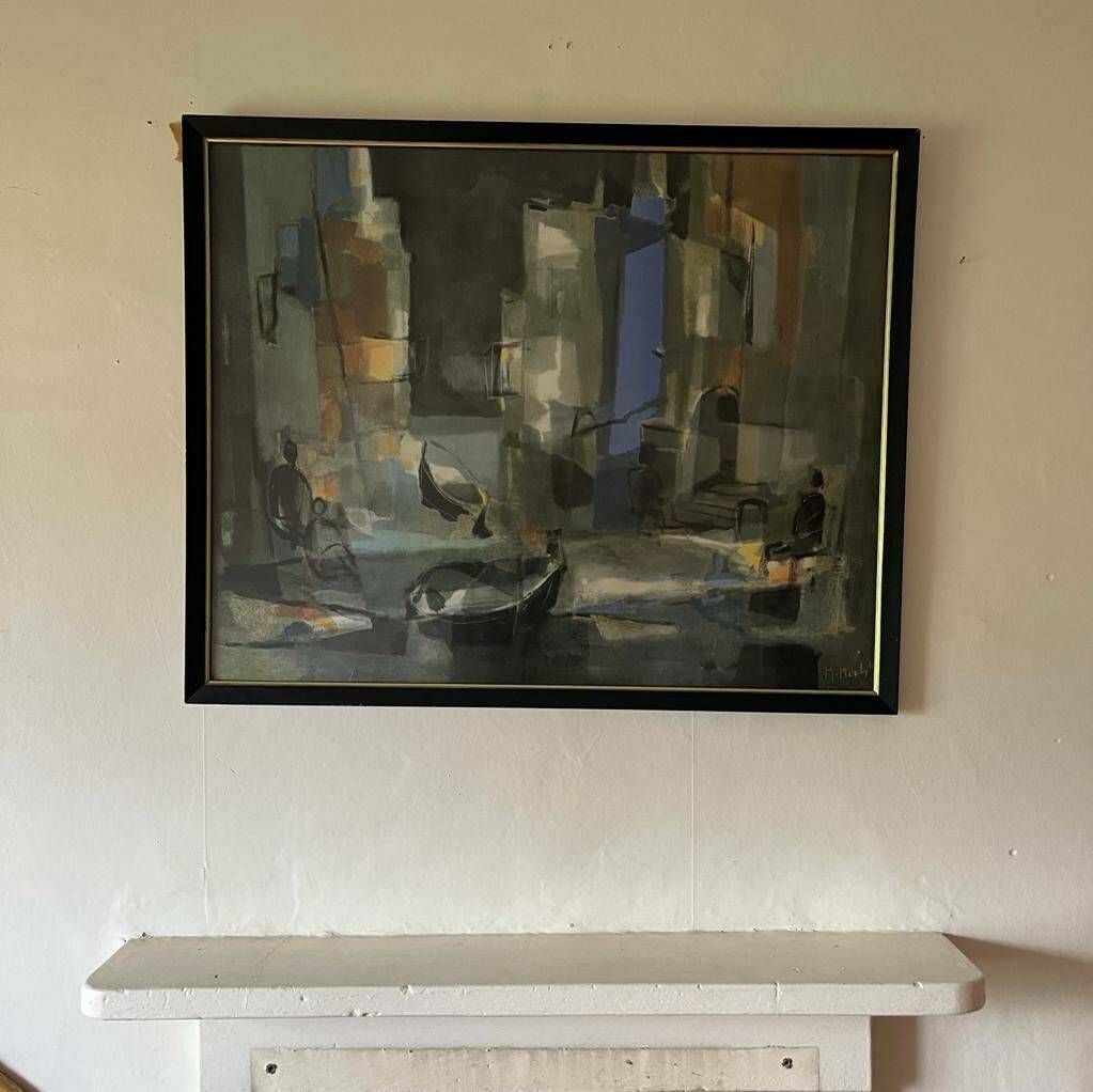 Framed Print Of Spanish Market Cubist Style By M Mouly photo for sale