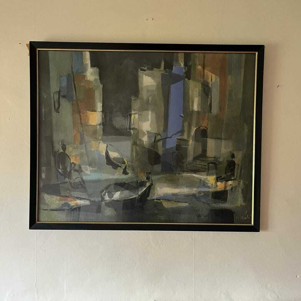 Framed Print Of Spanish Market Cubist Style By M Mouly photo vinterior