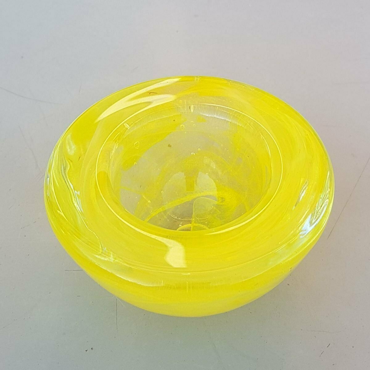 Yellow Glass Tealight Holder By Anna Ehrner For Kosta Boda, 1990s photo furniture