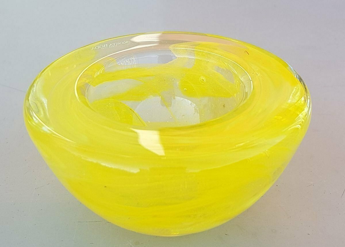 Yellow Glass Tealight Holder By Anna Ehrner For Kosta Boda, 1990s photo for sale