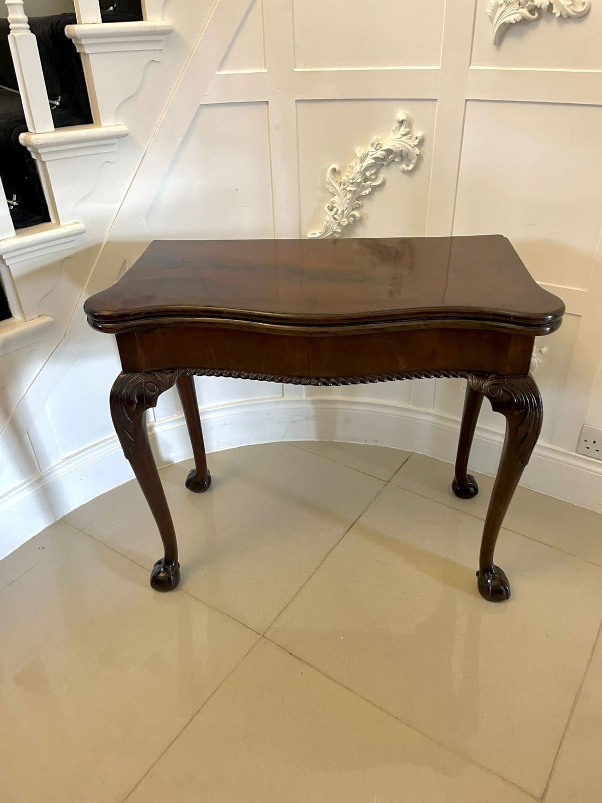 Superb Quality Antique Irish Carved Mahogany Card Table photo buy