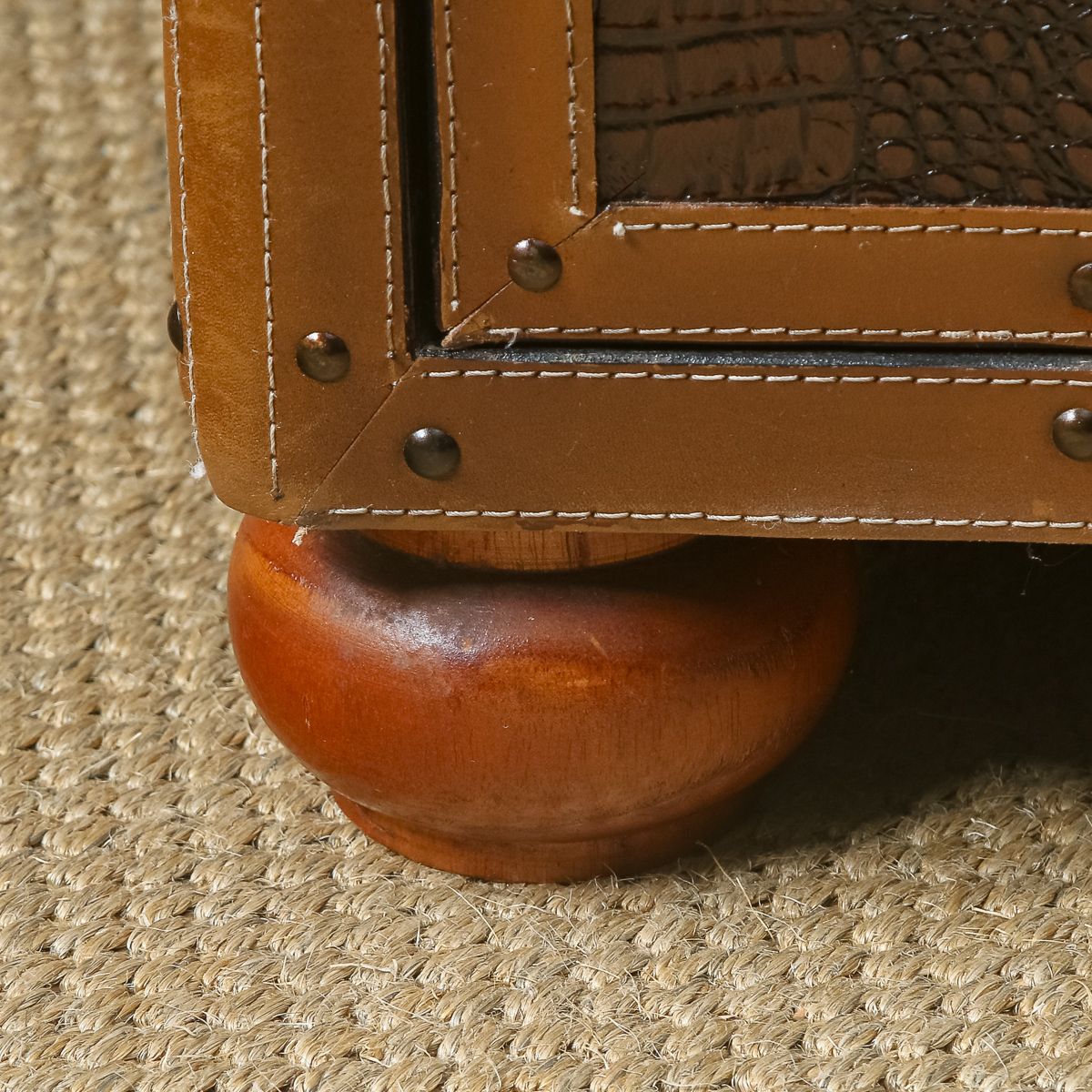 photo buy Vintage English Brown Leather Suitcase Shaped Coffee Table (Circa 1980)