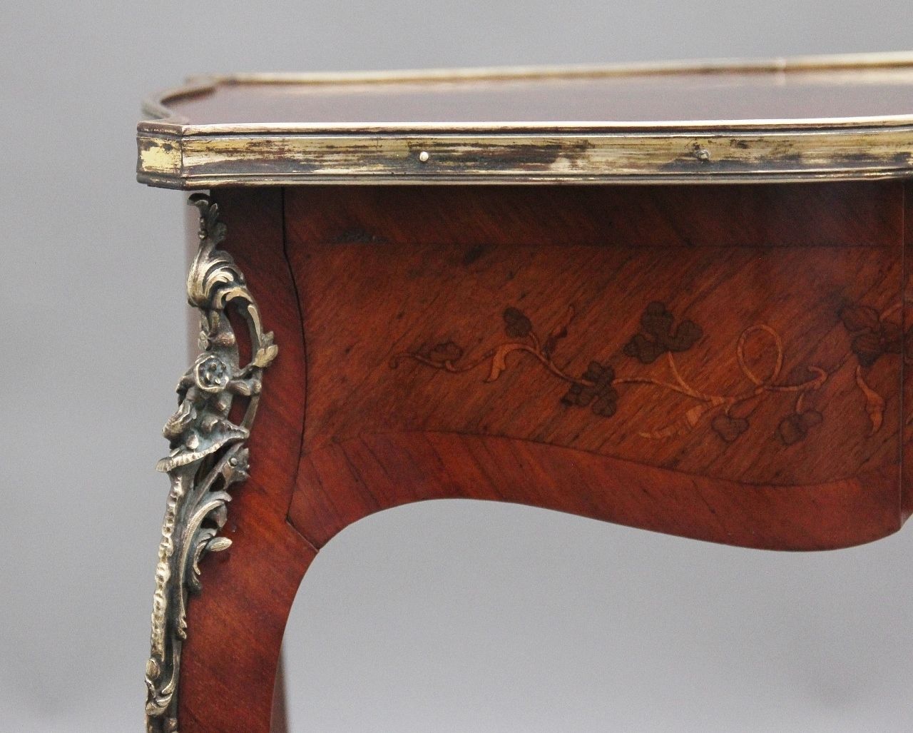 Furniture A Freestanding 19th Century French Kingwood And Marquetry Side Table photo