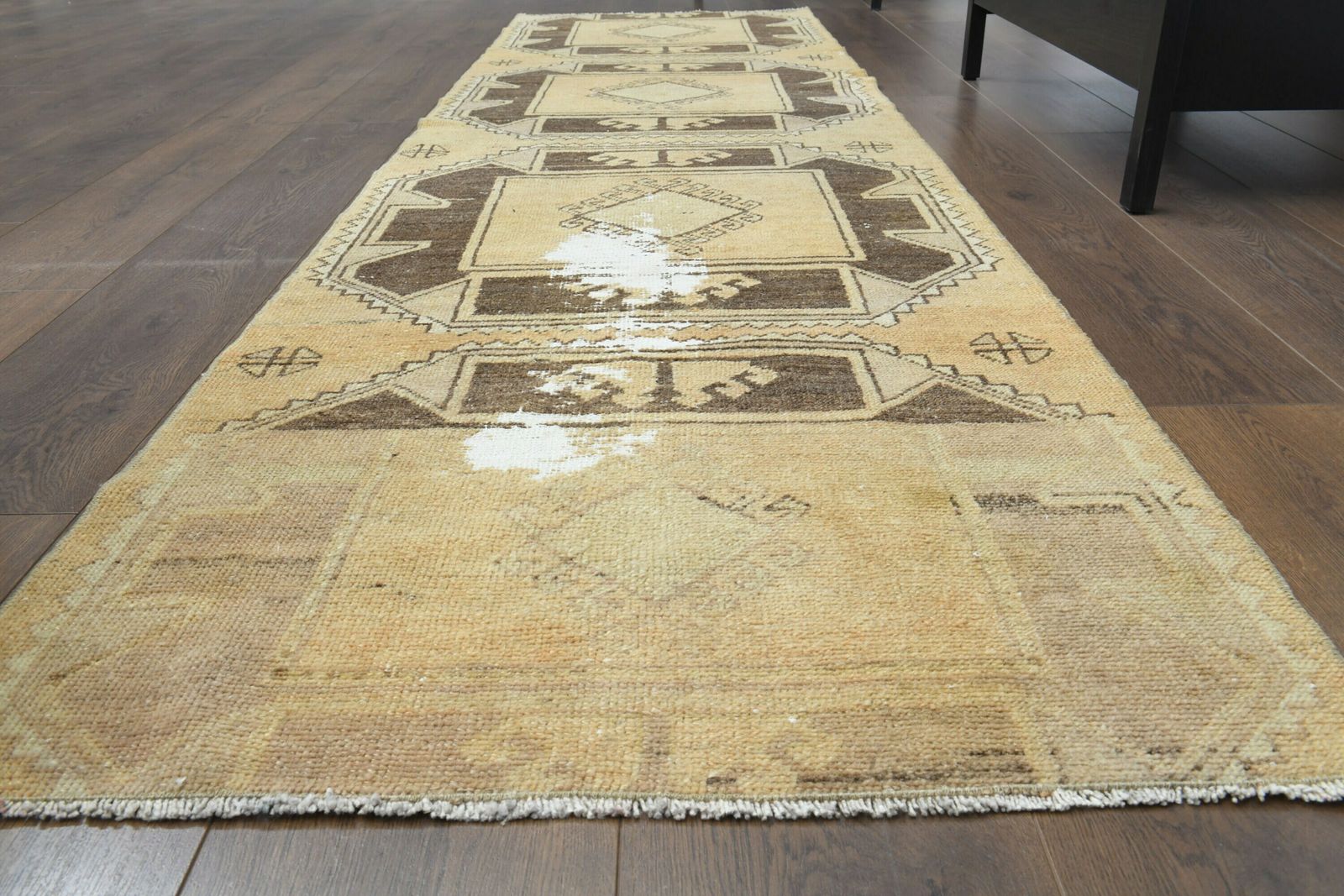 3x9 Vintage Turkish Oushak Runner Rug, Kitchen Hallway Runner, Handmade Wool Rug, Entryway Geometric Rugs, One Of A Kind, Farmhouse Decor photo furniture
