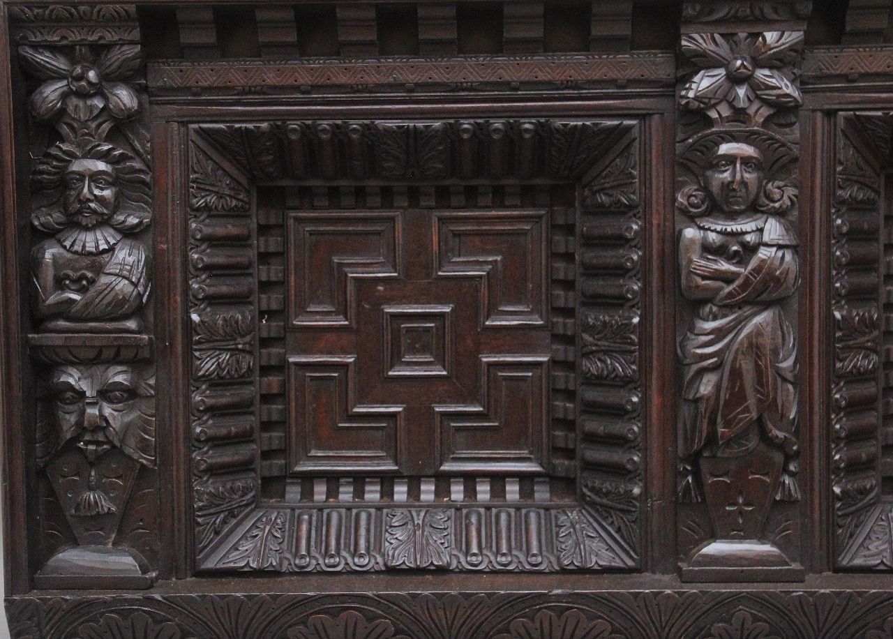 17th Century And Later Carved Oak Overmantle photo for sale