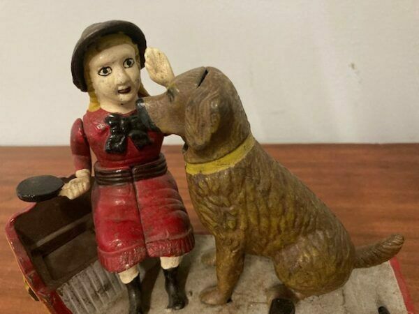 Antique Piggy Bank In Cast Iron From The Early 1900s American With Mechanical Action photo furniture