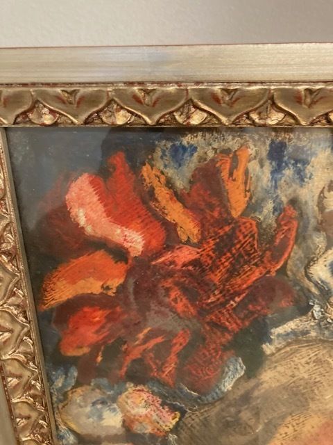 Painted Face Of A Girl Giuseppe Serafini Montelupo Fiorentino Oil On Cardboard photo furniture