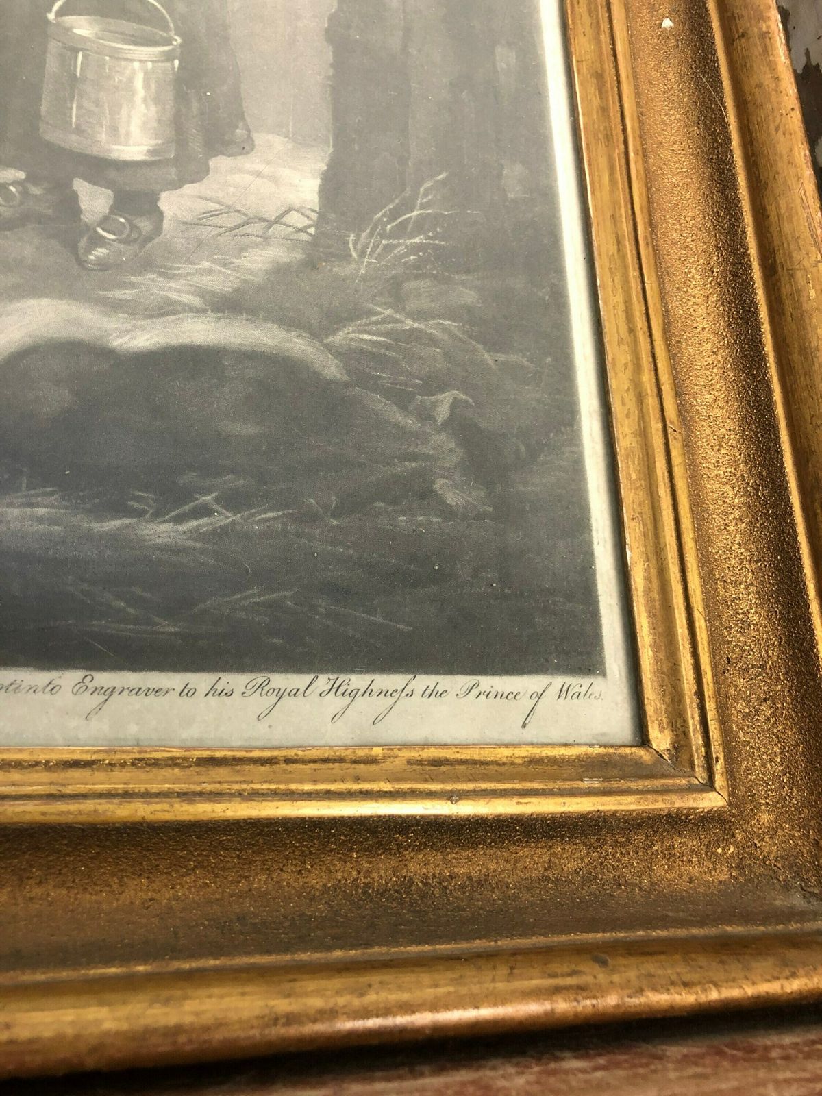 photo for sale Huge Amazing Rare Pair Of George Morland John Raphael Smith Mezzotint Engravings Georgian Milk Maid Cow Breaking Ice (Hh)