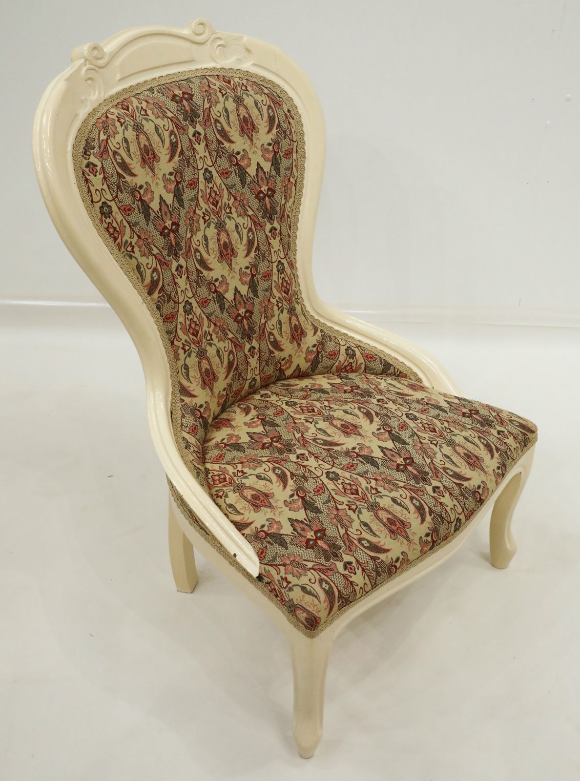 photo buy French Style Spoon Back Easy/Bedroom Chair Cream Frame Free Uk Delivery
