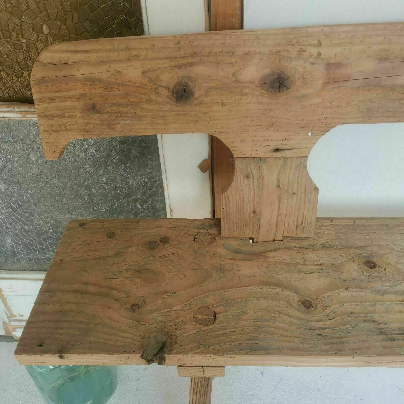 Vintage Bench Handcrafted Vintage Rustic Wooden Bench Seat Side Table Reclaimed photo Furniture
